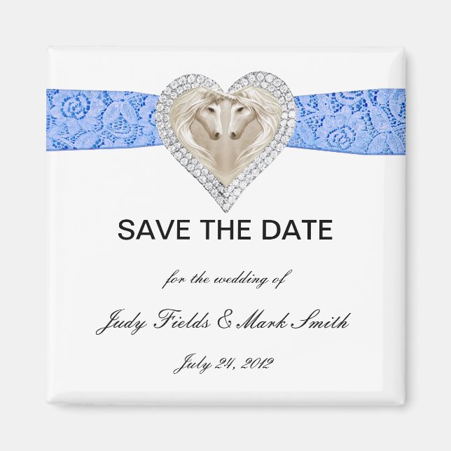 Unicorn Blue Lace Save the Date Magnet (Vorne)