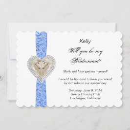 Unicorn Blue Lace Wedding Bridesmaid Card Einladung