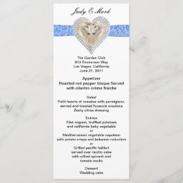 Unicorn Blue Lace Wedding Menu Card Menükarte