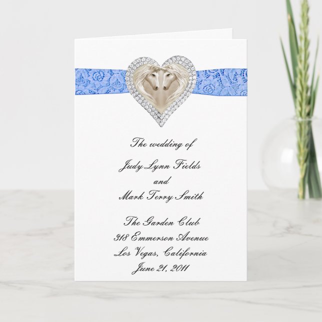Unicorn Blue Lace Wedding Program Card Programm (Vorderseite)