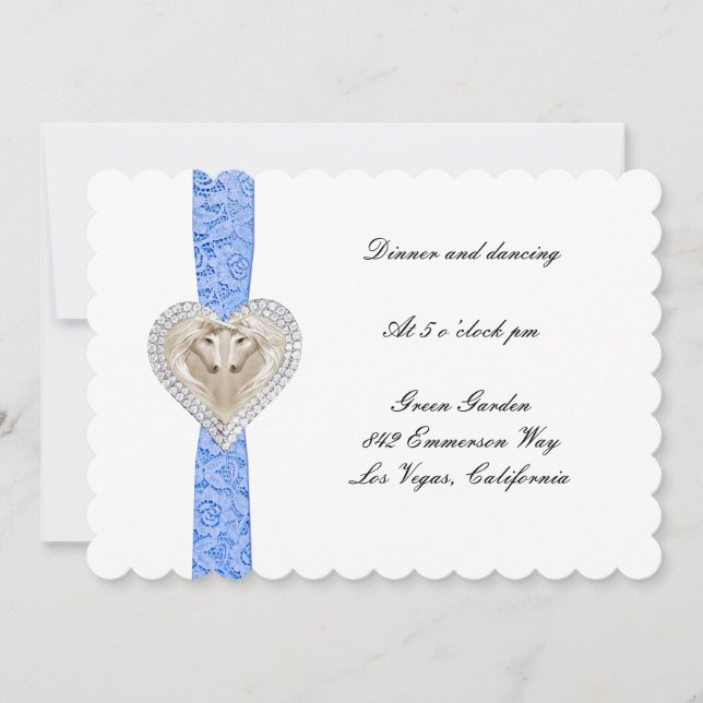 Unicorn Blue Lace Wedding Reception Card Einladung (Vorderseite)