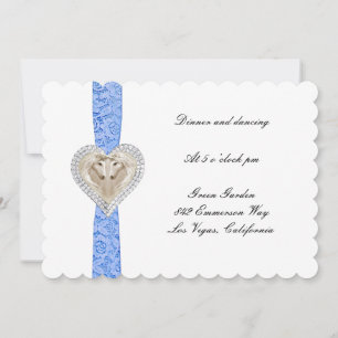 Unicorn Blue Lace Wedding Reception Card Einladung