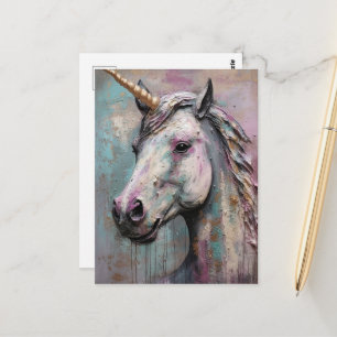 Unicorn Blue Lila Postkarte