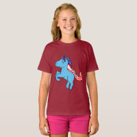 Unicorn Blue Patriotic USA Flag Mane Cartoon