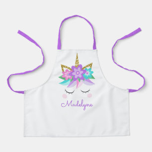 Unicorn Blume Gold Glitzer Personalisiert Schürze