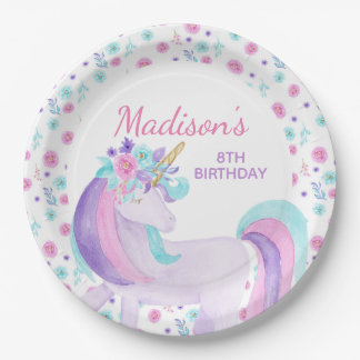Unicorn-BlumenpapierTeller Pappteller