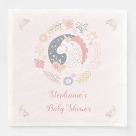 Unicorn Blush Florals Babydusche Personalisiert Serviette