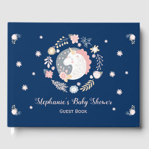 Unicorn Blush & Navy Baby Dusche Personalisiert Gästebuch