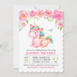 Unicorn Blütenpinke Mädchen Kinderdusche Sprinkle Einladung