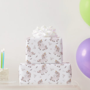Unicorn Boho Trendy Pink Gray Baby Dusche Geschenkpapier