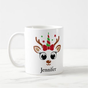 Unicorn Bow Red Green Rentier Weihnachtsfeiertage Kaffeetasse
