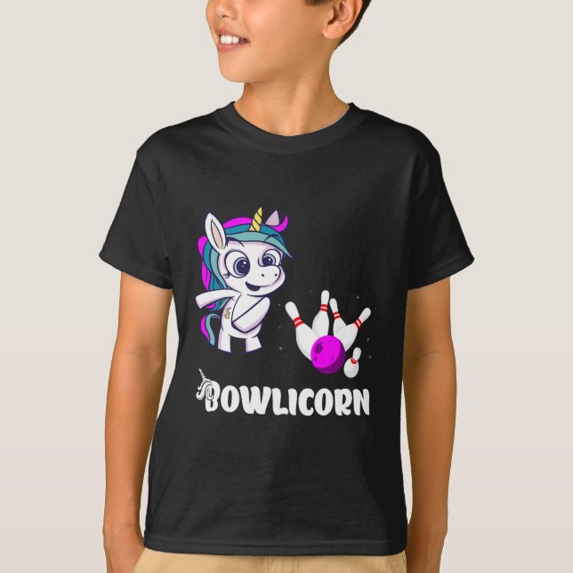 Unicorn Bowling Button Strike Bowling Bowler Bowli T-Shirt (Vorderseite)