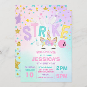 Unicorn Bowling Einladung Bowling Birthday Party