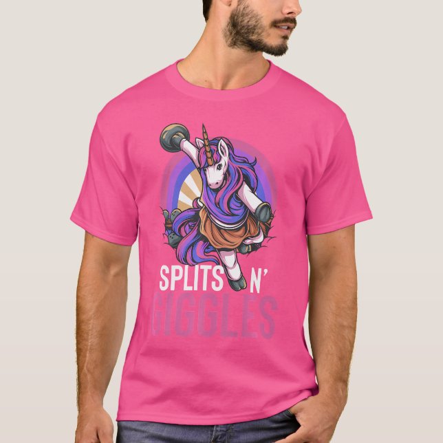 Unicorn Bowling Team Splits 'N Giggles Bowler T-Shirt (Vorderseite)