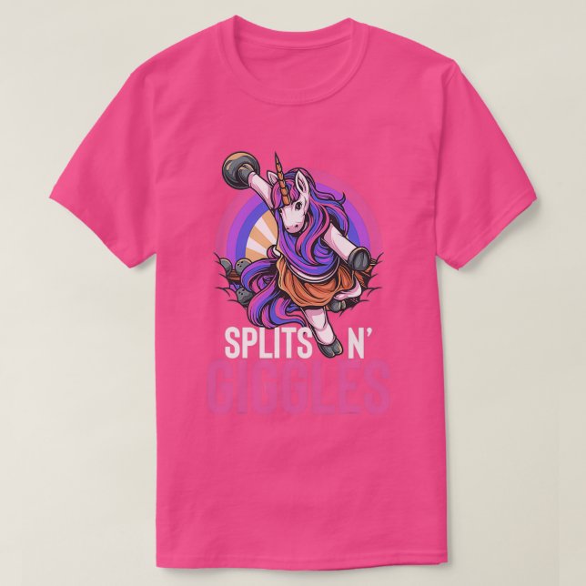 Unicorn Bowling Team Splits N Giggles T T-Shirt (Design vorne)