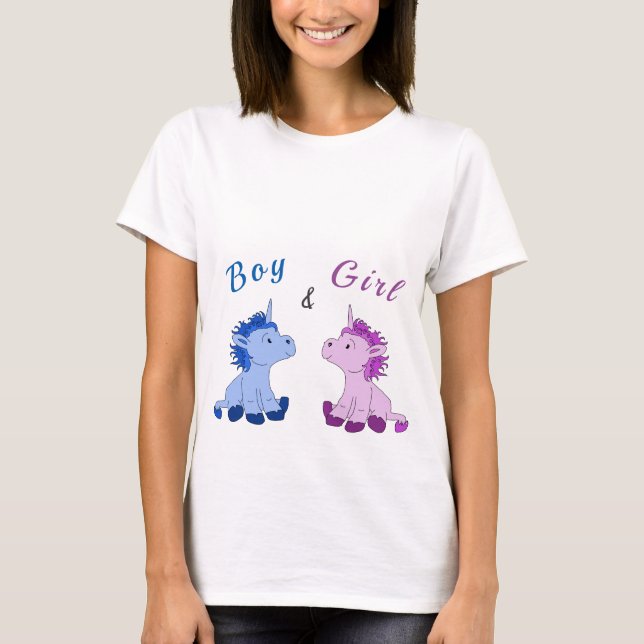 Unicorn Boy and Girl Twins T-Shirt (Vorderseite)