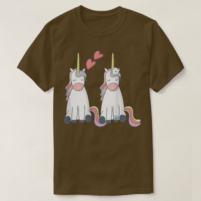 Unicorn Braun und Groom Inlove Funny T-Shirt (Design vorne)
