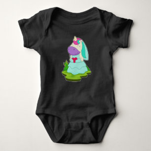 Unicorn Bride Heart Wedding Baby Strampler