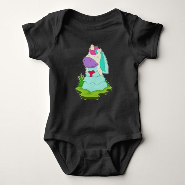 Unicorn Bride Heart Wedding Baby Strampler (Vorderseite)