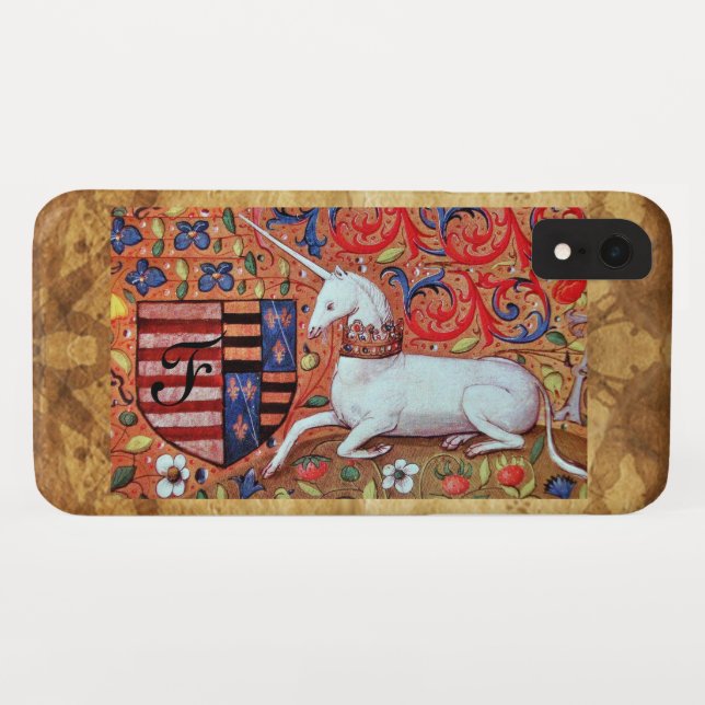 UNICORN Brown Parchment Monogram Case-Mate iPhone Hülle (Rückseite (Horizontal))