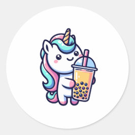unicorn bubble tea lover runder aufkleber