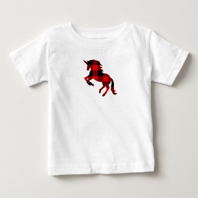 Unicorn Buffalo Karo Kariert T - Shirt (Vorderseite)
