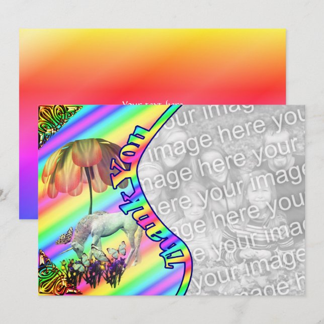 Unicorn Butterfets Danke, dass ihr Foto Card Dankeskarte (Vorne/Hinten)