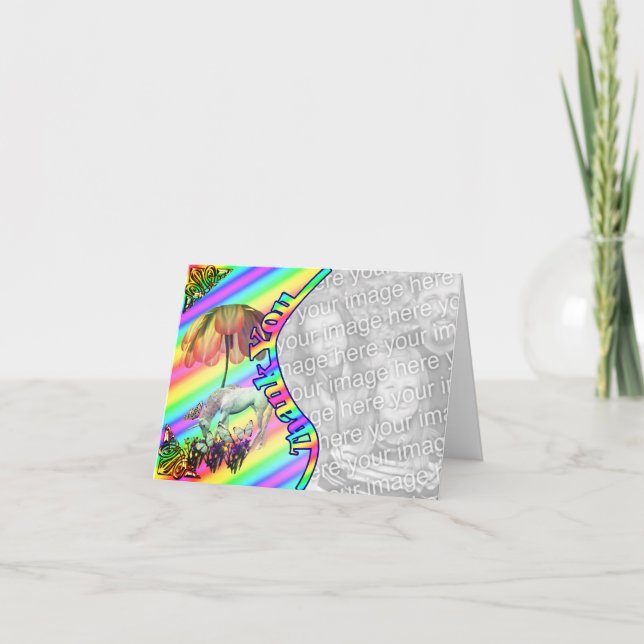 Unicorn Butterfets Danke, dass ihr Foto Card Dankeskarte (Vorderseite)