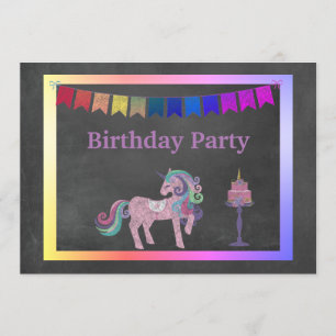 UNICORN CAKE RAINBOW BIRTHDAY PARTEI EINLADUNG