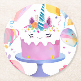Unicorn Cake Round Paper Untersetzer