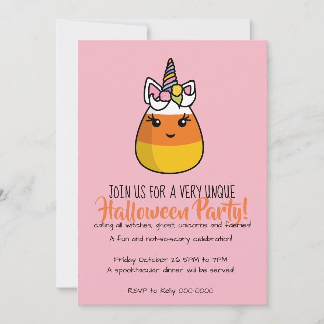 Unicorn Candy Corn Einladung ~ die Unicandycorn! (Vorderseite)