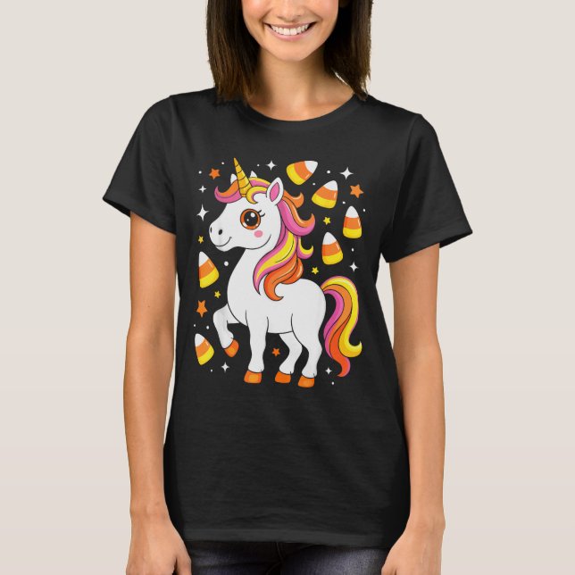 Unicorn Candy Corn Shirt Men Women Kids Halloween  (Vorderseite)