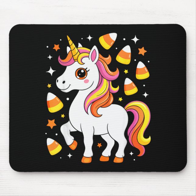 Unicorn Candy Corn Shirt Men Women Kids Halloween  Mousepad (Vorne)