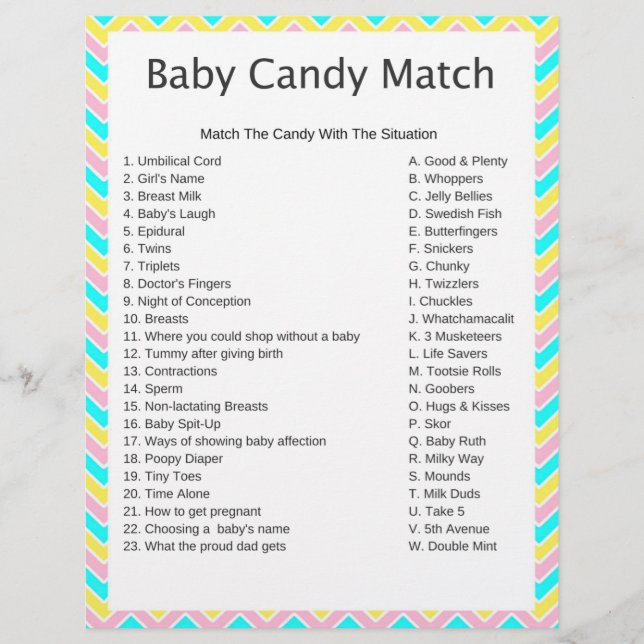 Unicorn Candy Match Baby Showspiel (Vorderseite)