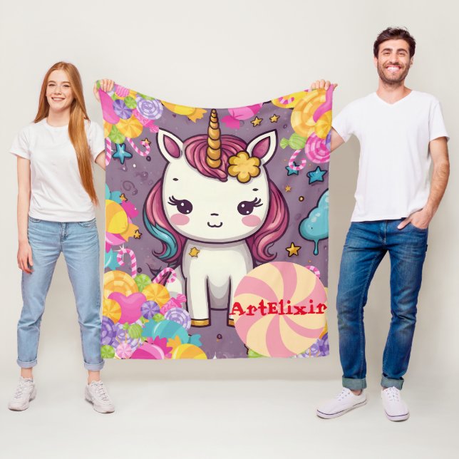 Unicorn Candy Print Fleecedecke (Beispiel)
