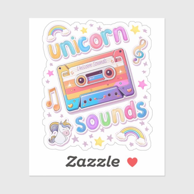 Unicorn Cassette Collage Aufkleber (Blatt)