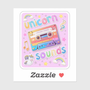 Unicorn Cassette Collage (+Hintergrund) Aufkleber