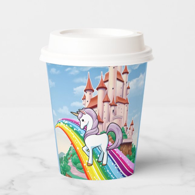 Unicorn Castle Kleine Girl's Birthday Niedlich Pappbecher (Vorderseite)
