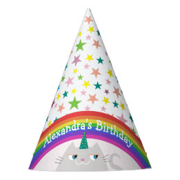 Unicorn Cat Rainbow Girls Birthday Partyhütchen