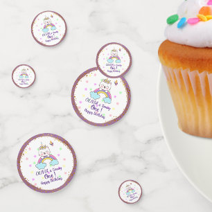 Unicorn Cat Rainbow Golden Lila 1. Geburtstag Konfetti