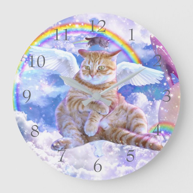 Unicorn - Caticorn Große Wanduhr (Vorderseite)