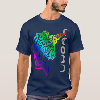 Unicorn Celtic Knot Dotwork Rainbow Design T-Shirt