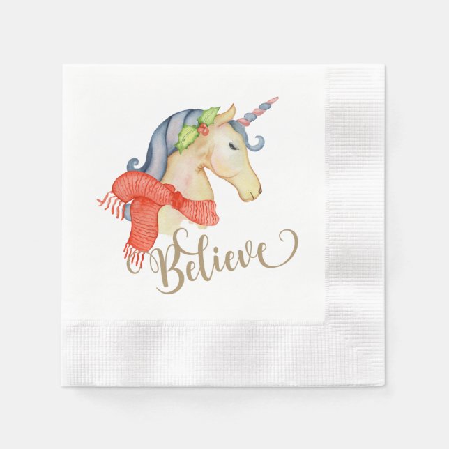 Unicorn Christmas Napkin Serviette (Vorderseite)
