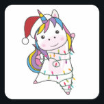 Unicorn Christmas Snow Winter Animals Quadratischer Aufkleber<br><div class="desc">The unicorn for Christmas with fairy lights. Funny animals with ohrs and snow to the holidays. Also funny for Christmas in July. One of the one's are sweet animals and perfect for Christmas.</div>