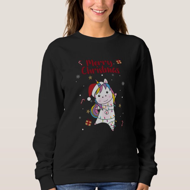 Unicorn Christmas Snow Winter Animals Sweatshirt (Vorderseite)