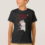 Unicorn Christmas Snow Winter Animals T-Shirt<br><div class="desc">The unicorn for Christmas with fairy lights. Funny animals with ohrs and snow to the holidays. Also funny for Christmas in July. One of the one's are sweet animals and perfect for Christmas.</div>