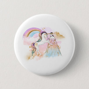 Unicorn Clipart Rainbow Fairytale Button