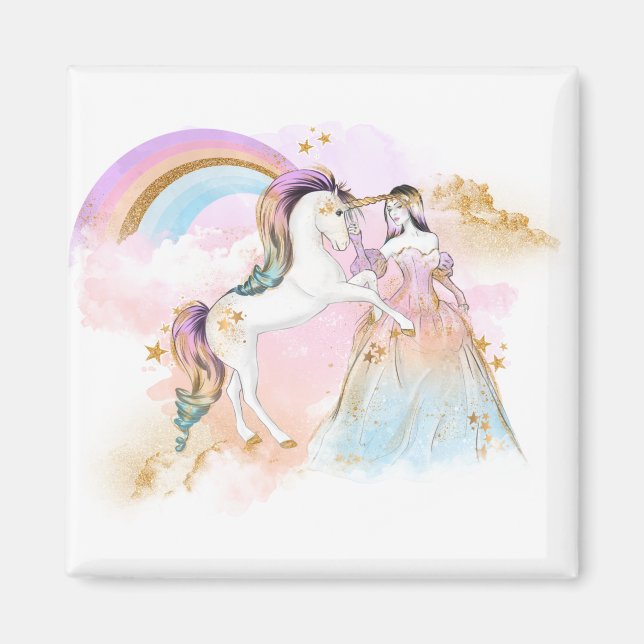 Unicorn Clipart Rainbow Fairytale Magnet (Vorne)