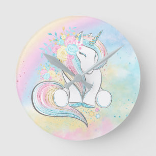 Unicorn Clock Runde Wanduhr