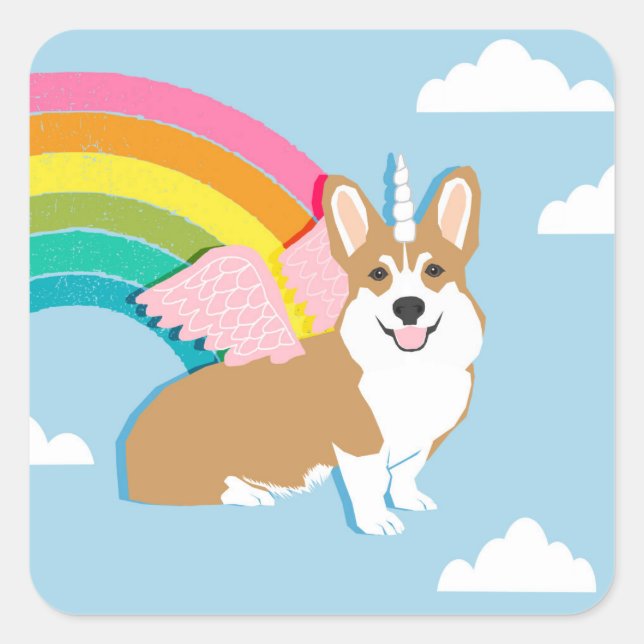 Unicorn Corgi Sticker (Vorderseite)